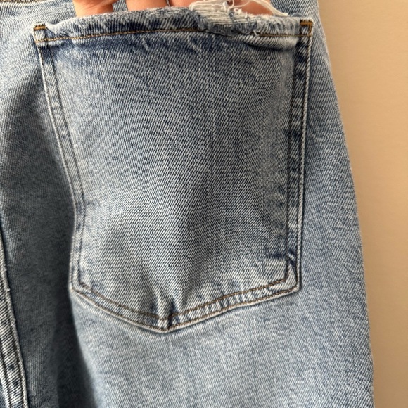 AGOLDE NICO HIGH RISE SLIM JEAN W RAW DISTRESSED HEM SIZE 27 MED BLUE WASH - Picture 6 of 15